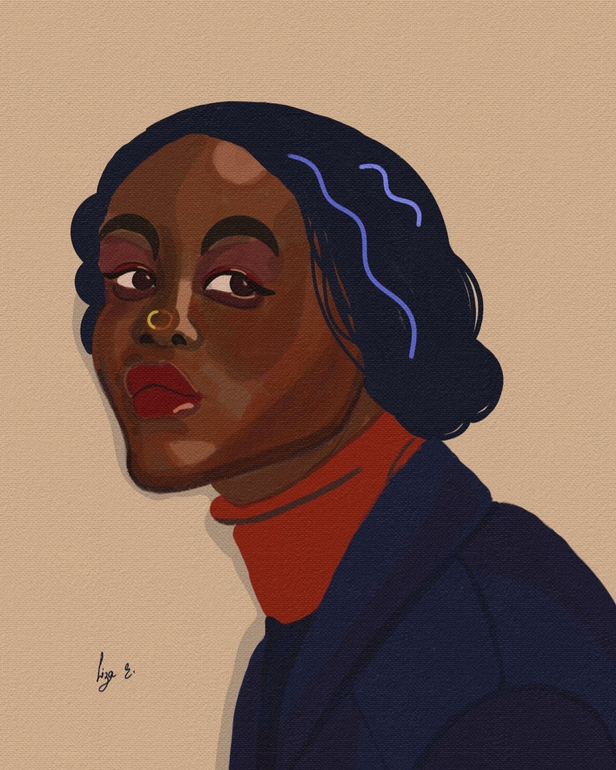 Elizabeth Yessiien's illustration of a woman with brown eyes